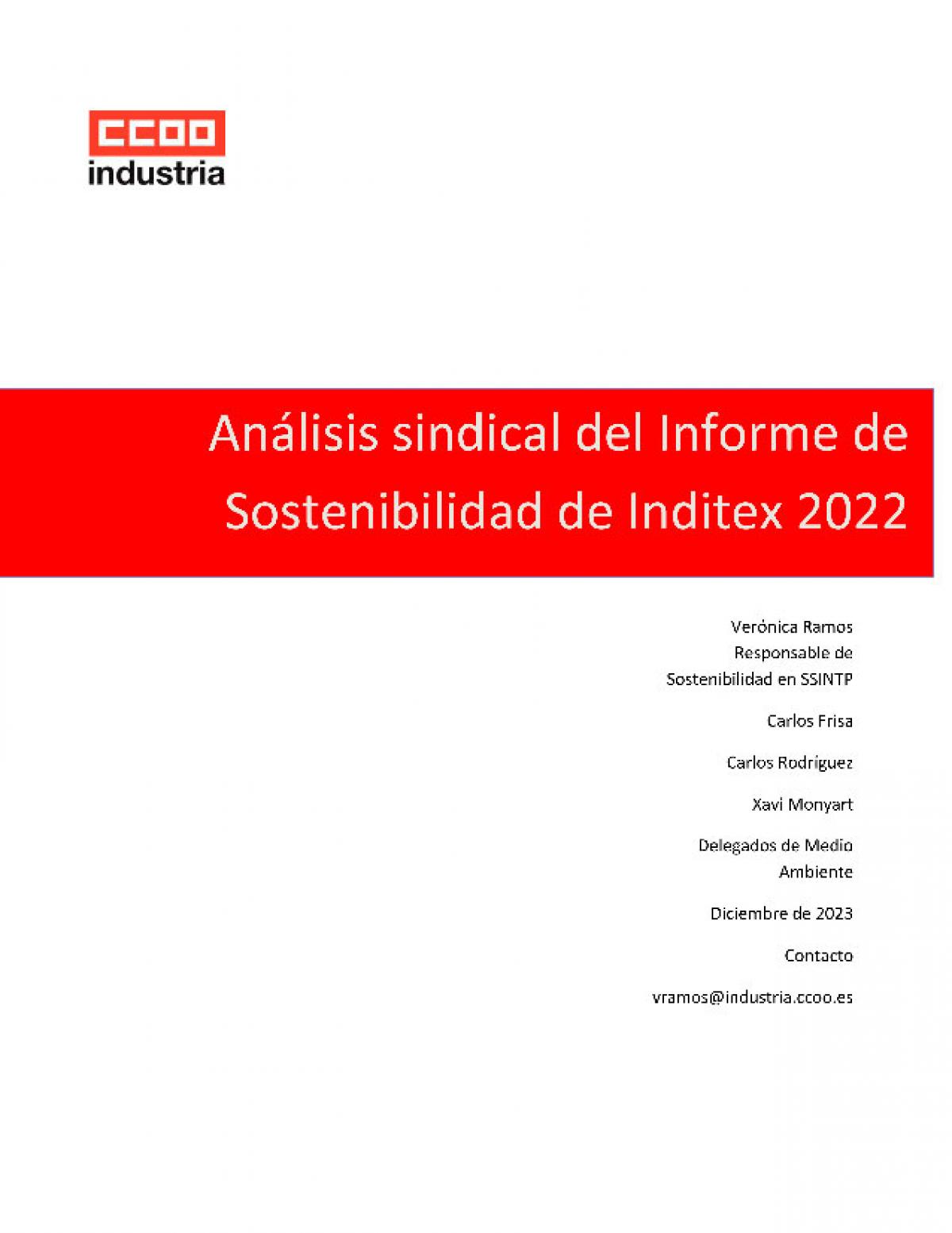 Anlisis sindical informe de sostenibilidad INDITEX